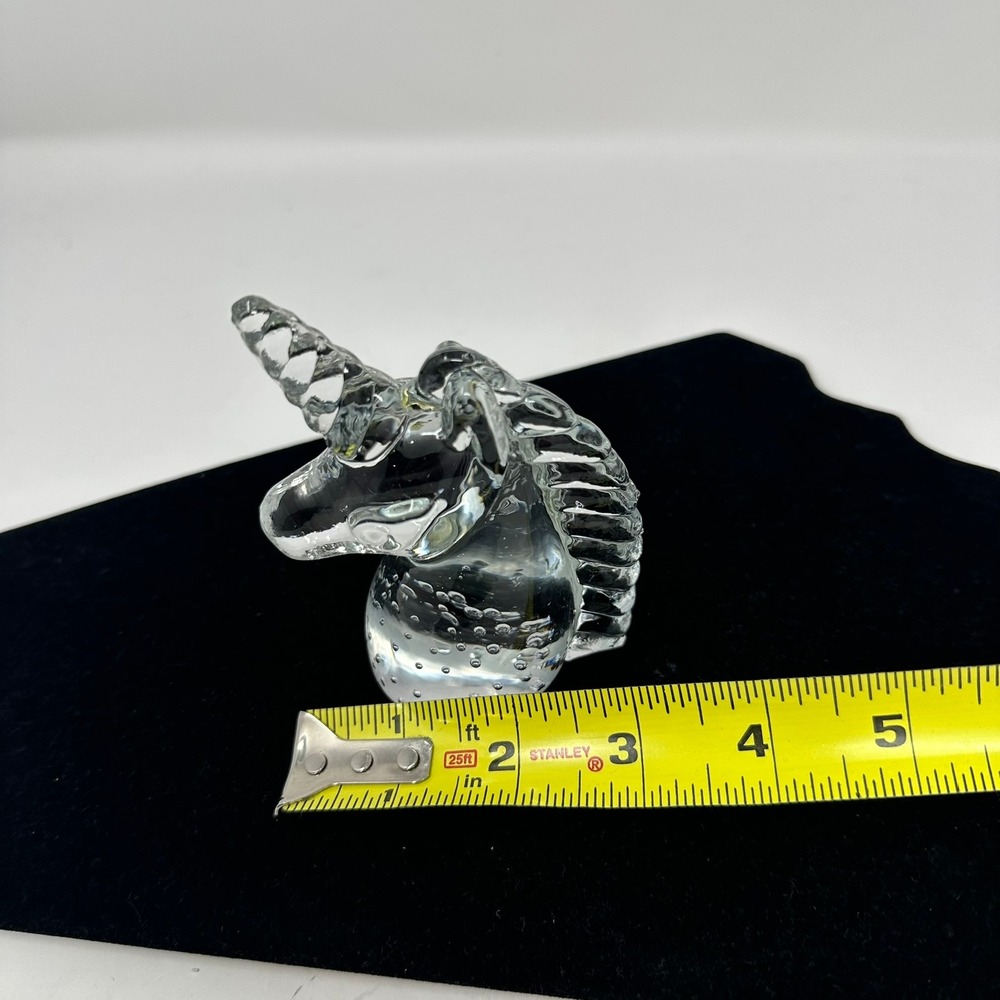 Unbranded Glass Figurine Unisex OS Clear Unicorn Bust Controlled Bubble Art - Picture 7 of 9